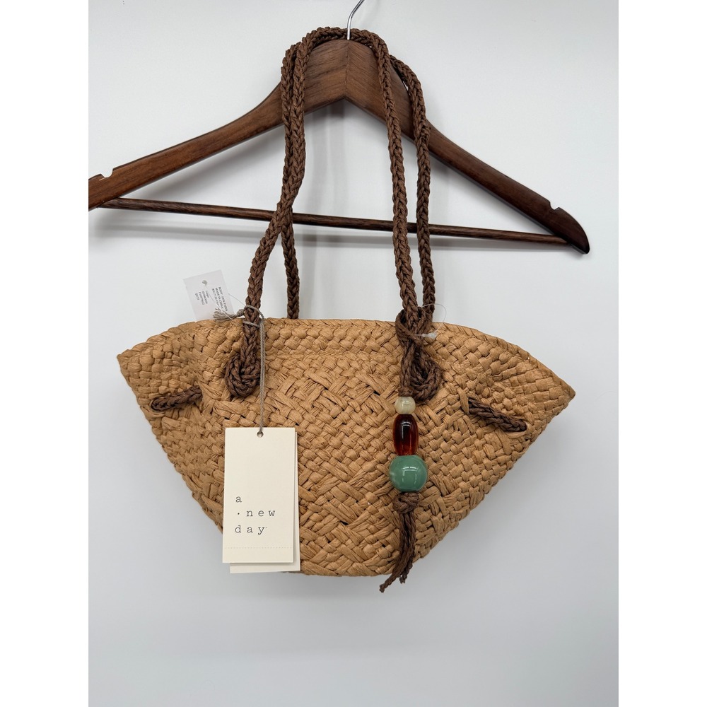Woven Paper Tote Bag Women One Size Beige NEW Nest Certified Straw Bag